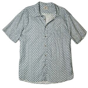 Faherty Breeze White Wall Scallop Print Short Sleeve Button-Down Shirt Men’s XL